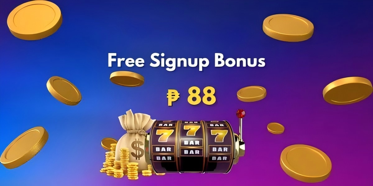 Promotional banner with golden coins and a welcome bonus ribbon
